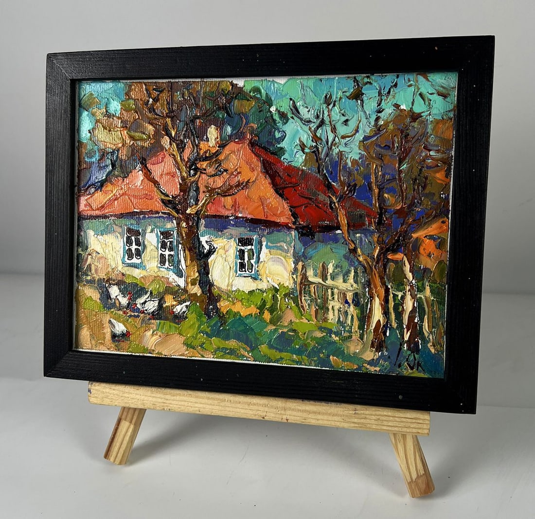 Oil painting In the yard Autumn Oleksiy Ivanyuk - 2