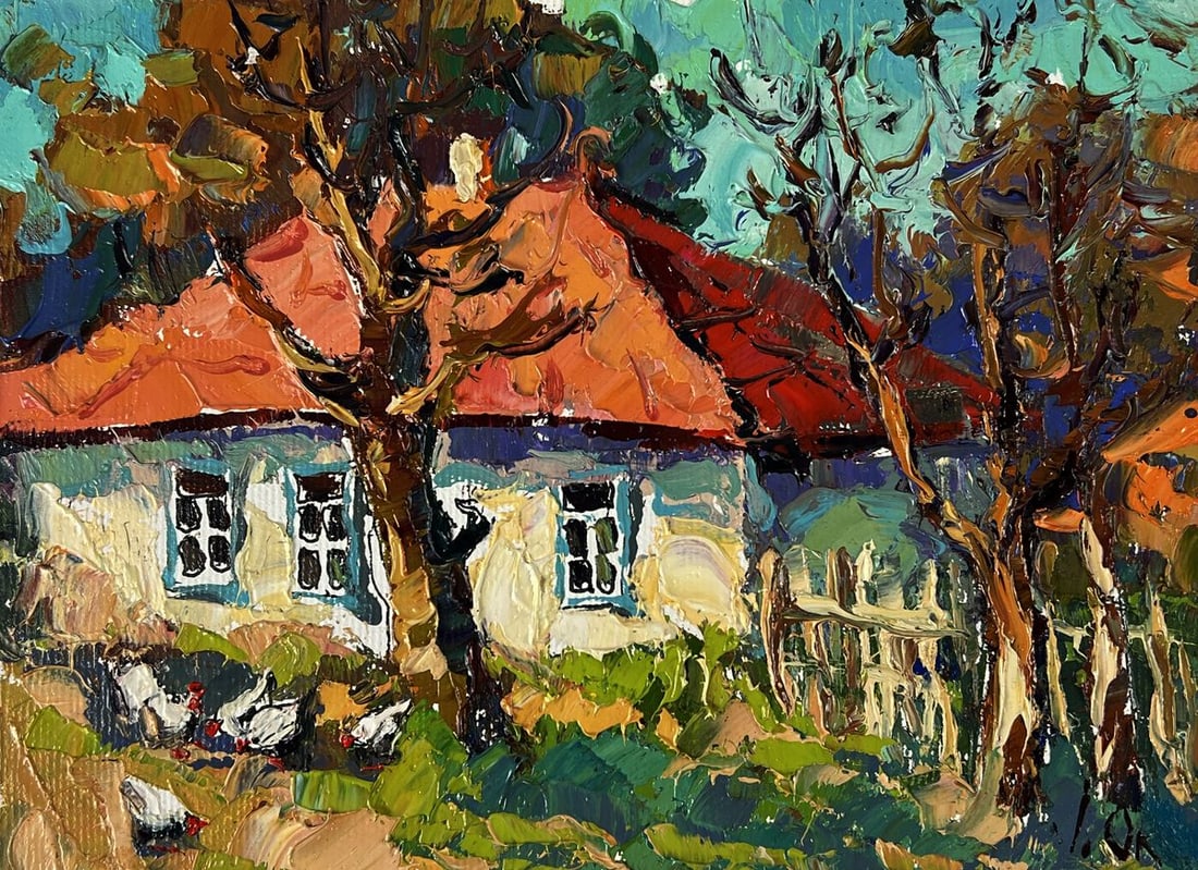 Oil painting In the yard Autumn Oleksiy Ivanyuk - 3