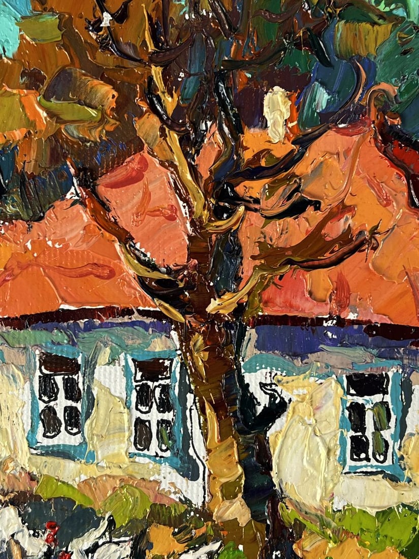 Oil painting In the yard Autumn Oleksiy Ivanyuk - 4