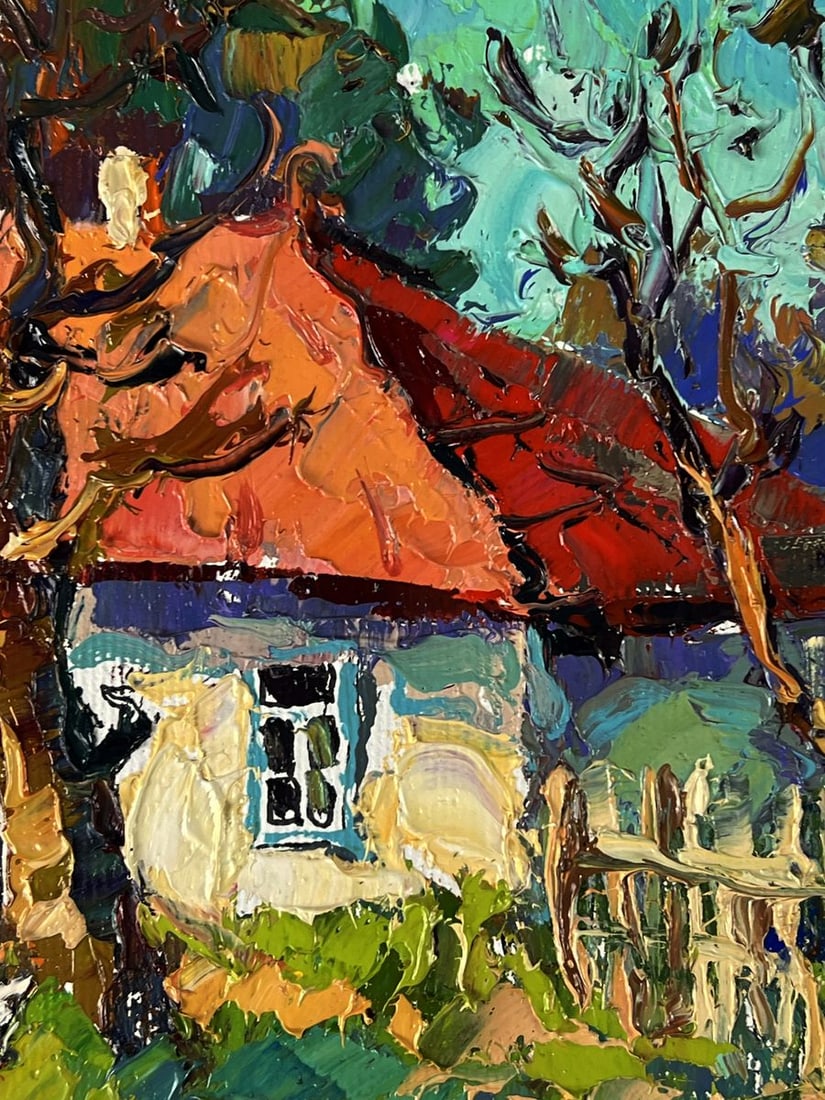 Oil painting In the yard Autumn Oleksiy Ivanyuk - 8