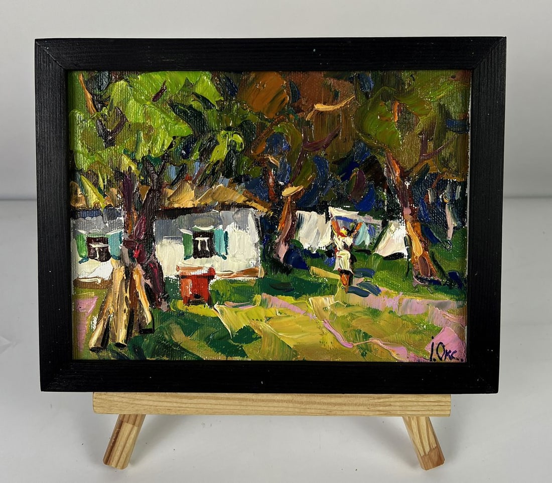 Oil painting Cleaning the village yard Oksana Ivanyuk: Title: Oil painting Cleaning the village yard Oksana Ivanyuk Description: AAA6232 *** ABOUT THIS PAINTING *** * TITLE: "Cleaning the village yard" * ARTISTS: Oksana Ivanyuk * SIZE: 15x20 cm/5.90x7.87