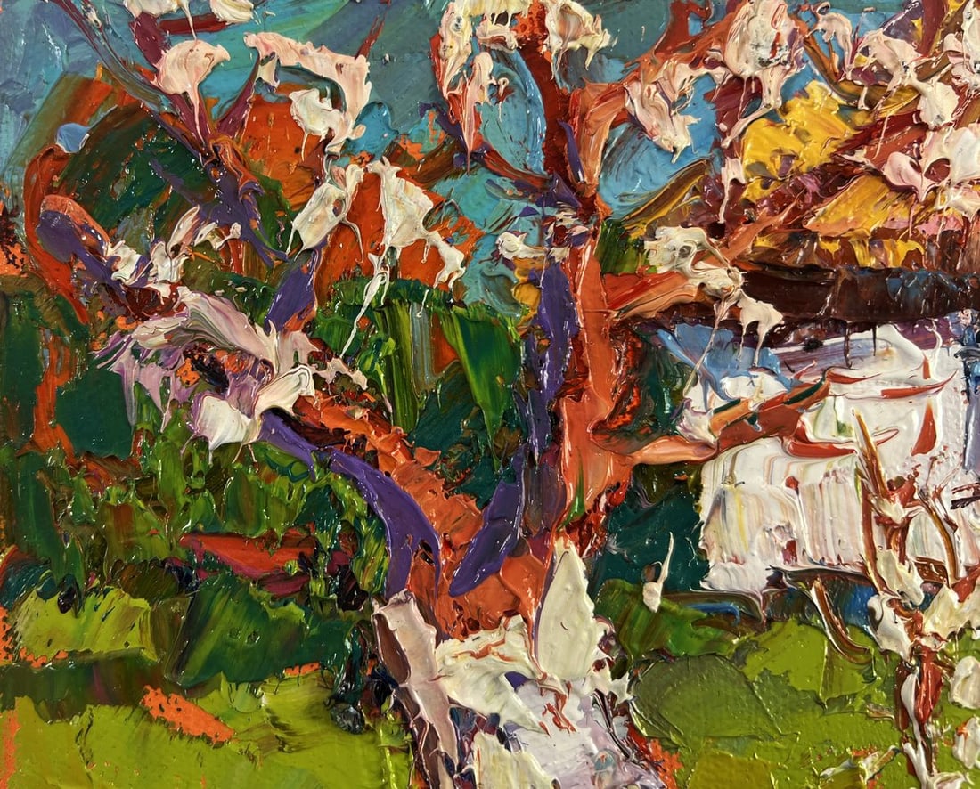 Oil painting Quiet comfort beneath the spreading tree Oksana Ivanyuk - 7