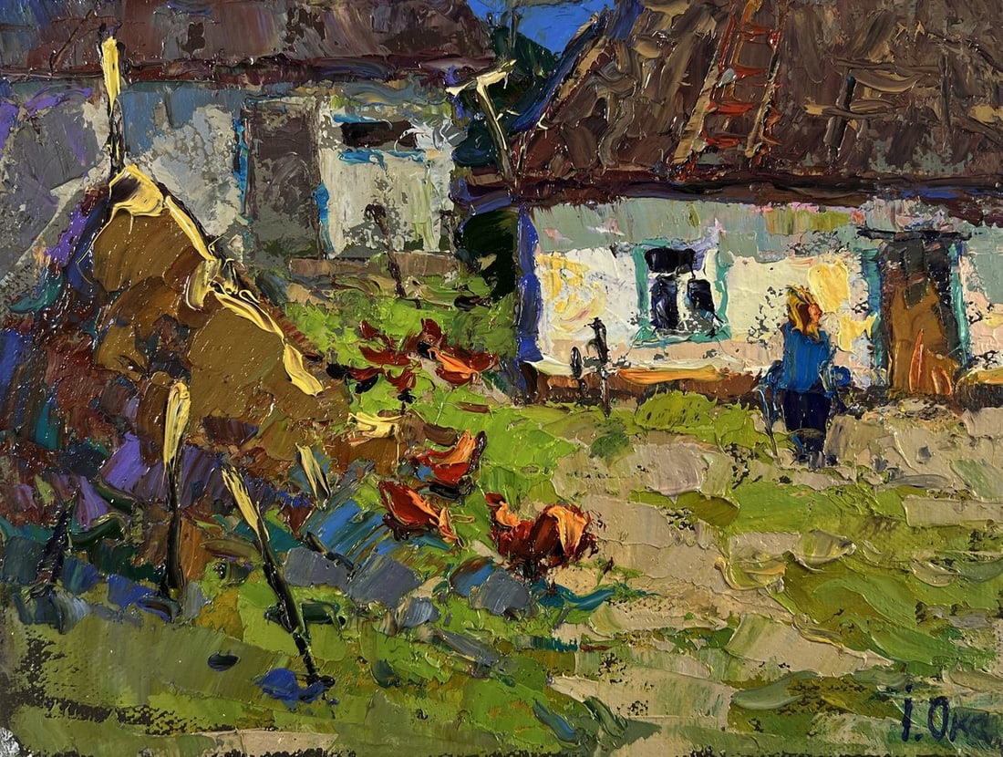 Oil painting Quiet evening courtyard Oksana Ivanyuk - 3