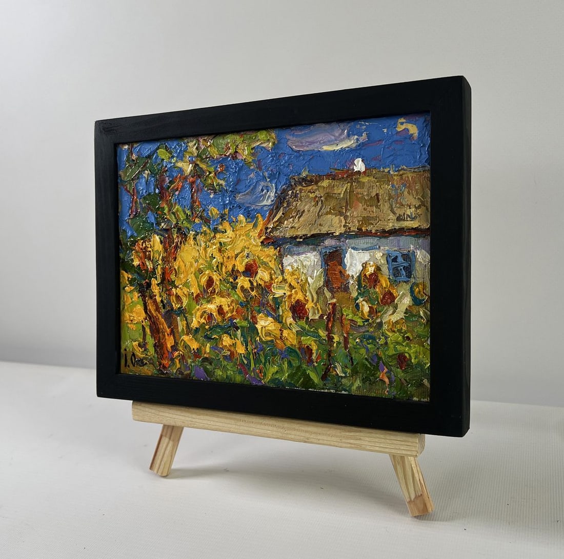 Oil painting House and Sunflowers Oksana Kalenyuk - 2