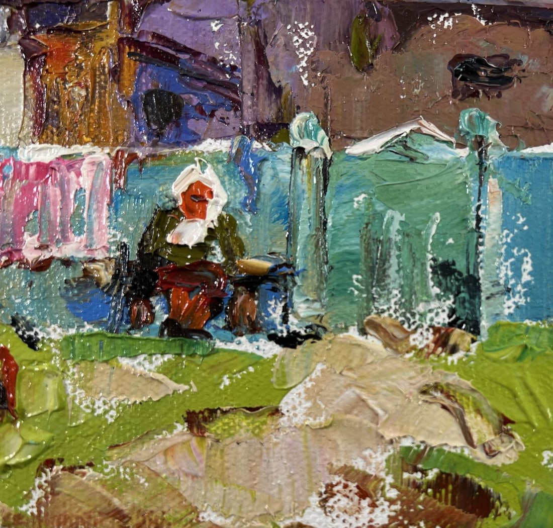 Oil painting Yard in Sunset Light Oksana Kalenyuk - 5