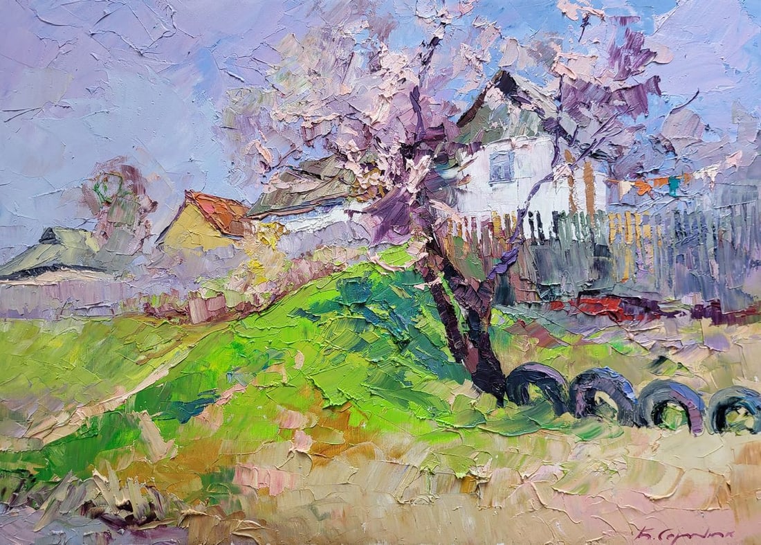 Oil painting The magic of spring Boris Serdyuk: Title: Oil painting The magic of spring Boris Serdyuk Description: SERB 1080 "The Magic of Spring" is an enchanting oil painting that beautifully captures the essence of springtime renewal and the vib