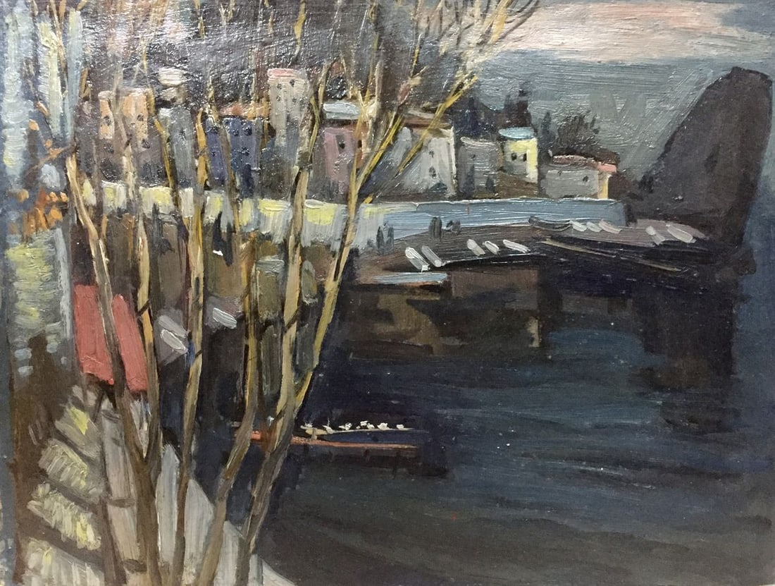 Oil painting City Karelin Vyacheslav Dmitrievich: Title: Oil painting City Karelin Vyacheslav Dmitrievich Description: Vern 98 *** ABOUT THIS PAINTING *** * TITLE: "City" * ARTISTS: Karelin Vyacheslav Dmitrievich * SIZE: 44x60 cm/'17.32x23.62 inches'