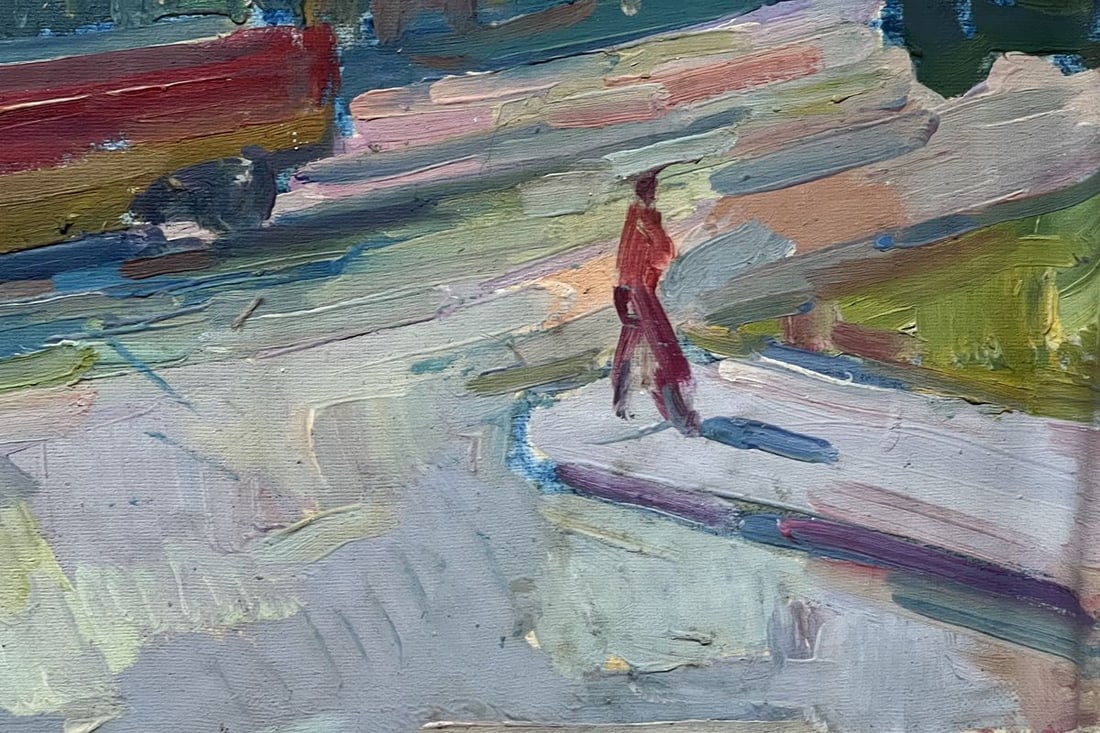 Oil painting bus stop Peter Tovpev - 10