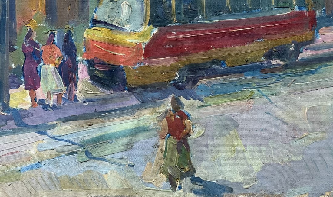 Oil painting bus stop Peter Tovpev - 9