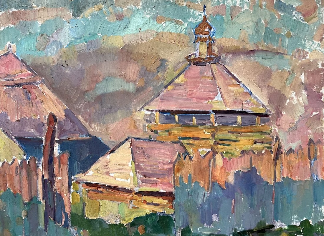 Oil painting roofs of houses Peter Tovpev: Title: Oil painting roofs of houses Peter Tovpev Description: Dobr 827 *** ABOUT THIS PAINTING *** * TITLE "roofs of houses" * ARTISTS Peter Tovpev * SIZE: 60x80 cm/'23.62x31.49 inches' * MEDIUM oil,