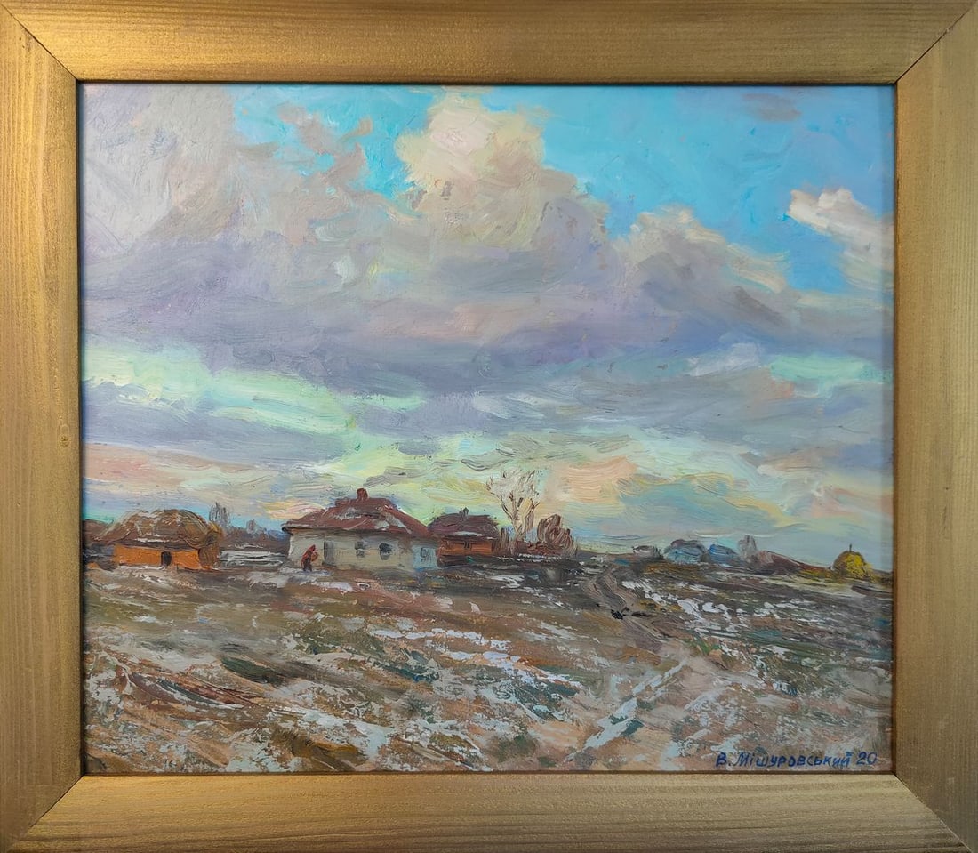 Oil painting Early winter morning Mishurovsky V. V.: Title: Oil painting Early winter morning Mishurovsky V. V. Description: 46 *** ABOUT THIS PAINTING *** * TITLE: "Early winter morning" * ARTISTS: Mishurovsky V. V. * SIZE: 34x39,5 cm/ 13,38x15,55 inch