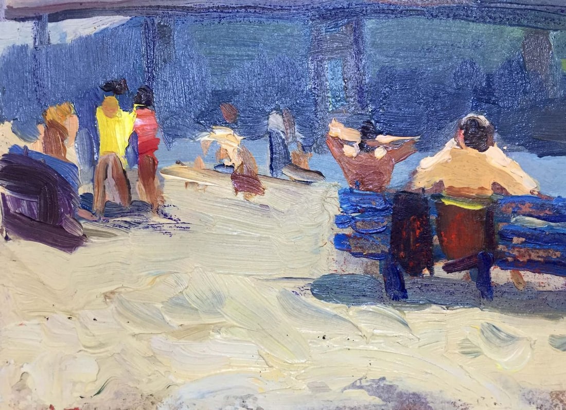 Oil painting By the river bank Popov I. A. - 2