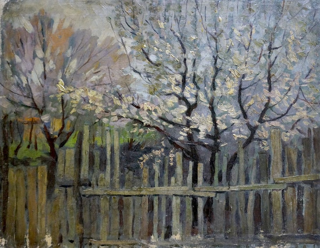 Oil painting View from the yard Chuykov S. A.: Title: Oil painting View from the yard Chuykov S. A. Description: Vern 905 *** ABOUT THIS PAINTING *** * TITLE: "View from the yard" * ARTISTS: Chuykov S. A. * SIZE: 60x75 cm/'23.62x29.52 inches' *