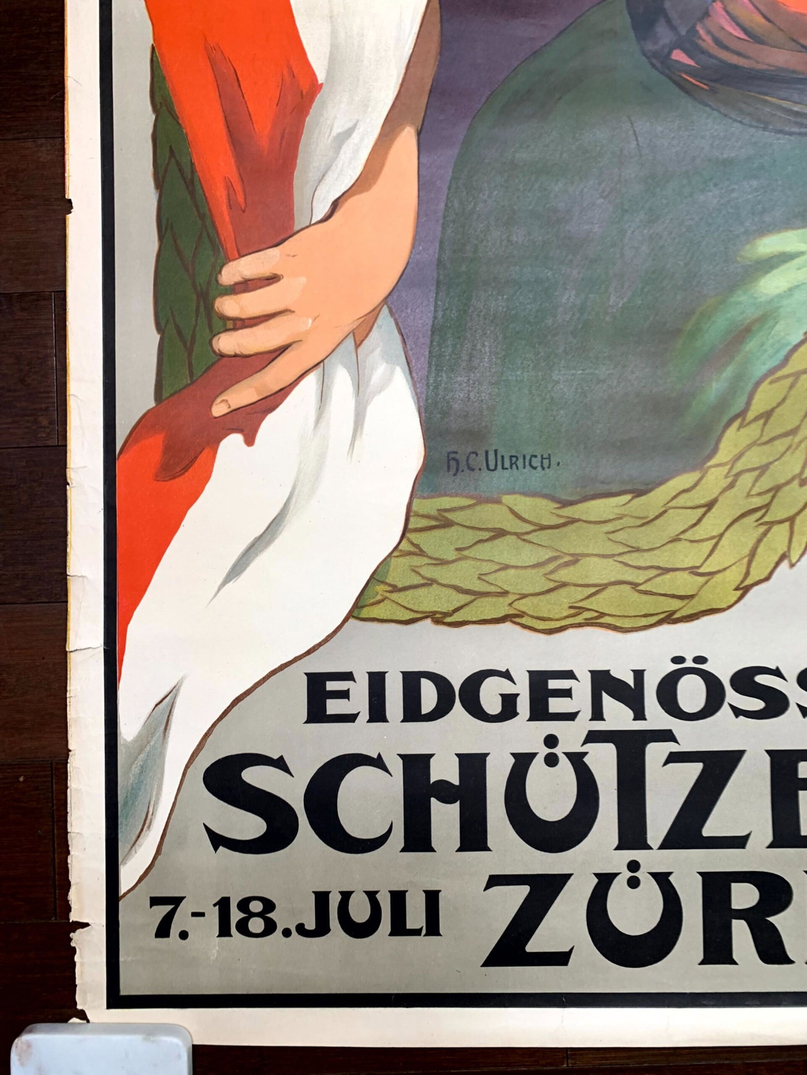Schotzenfest Zurich - Art by Ulrich (1907) 32.5x41.5 Swiss Litho Poster LB - 5
