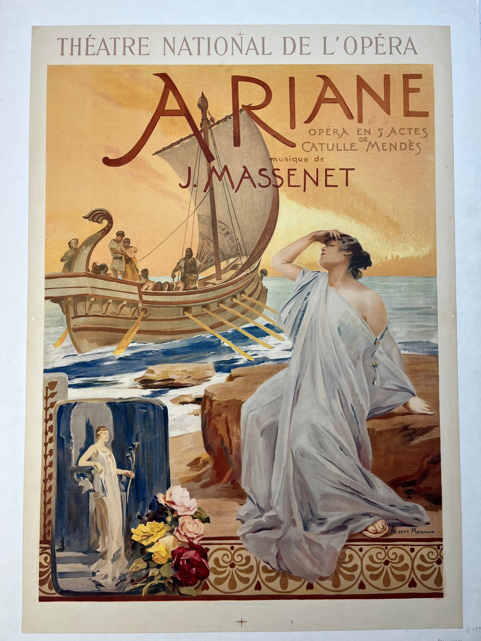 Ariane - Art By Maignan (1906) 36x25.25 French Theater Advertising Poster LB: Ariane - Art By Maignan (1906) 36x25.25 French Theater Advertising Poster LB Reserve: $446 Shipping: Domestic: Flat-rate of $28 to anywhere within the contiguous U.S. International: Foreign shipping