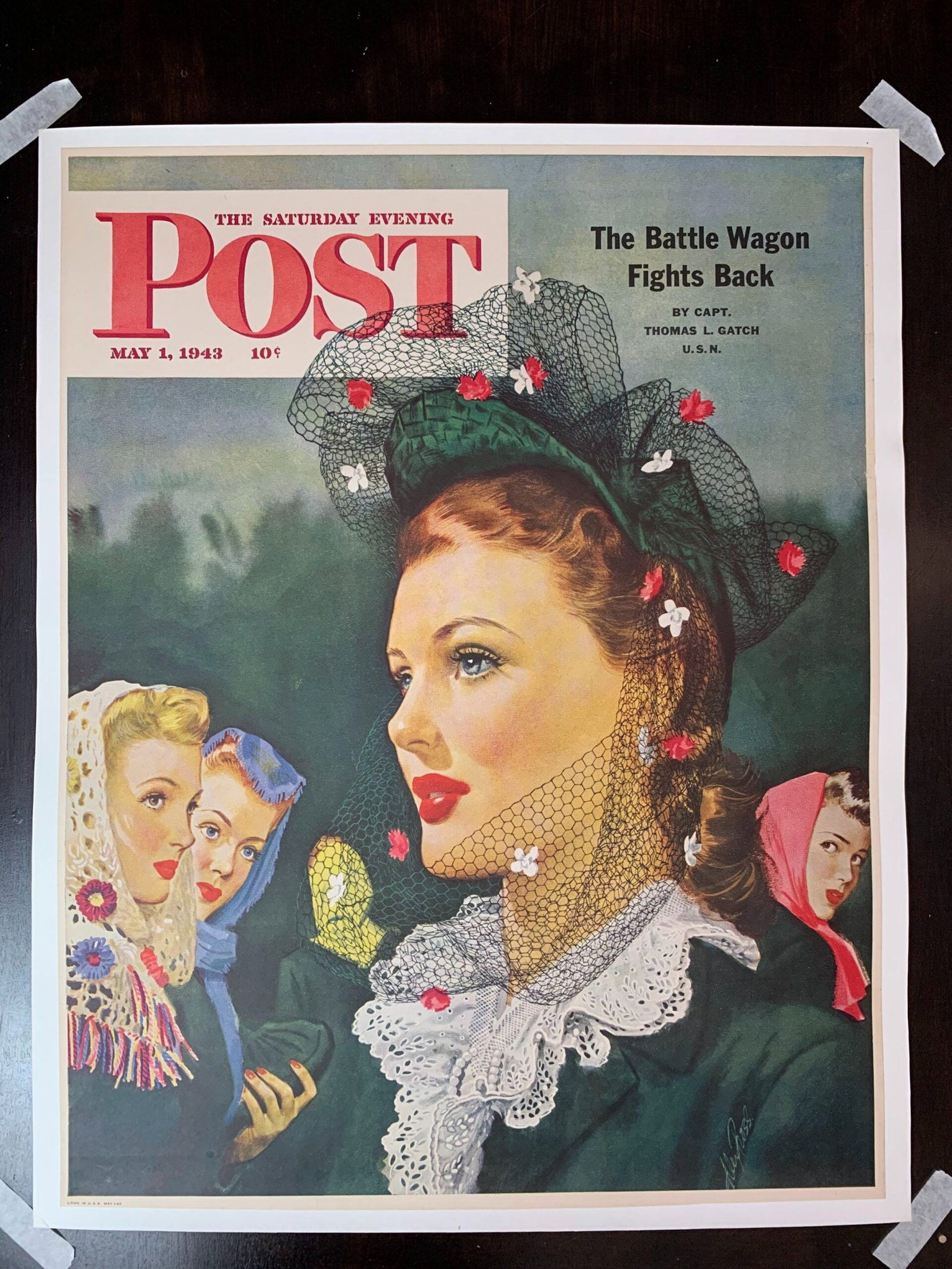 Saturday Evening Post - Art By Alex Ross (1943) 22x28 US Newstand Poster: Saturday Evening Post - Art By Alex Ross (1943) 22x28 US Newstand Poster Reserve: $446 Shipping: Domestic: Flat-rate of $42 to anywhere within the contiguous U.S. International: Foreign shipping