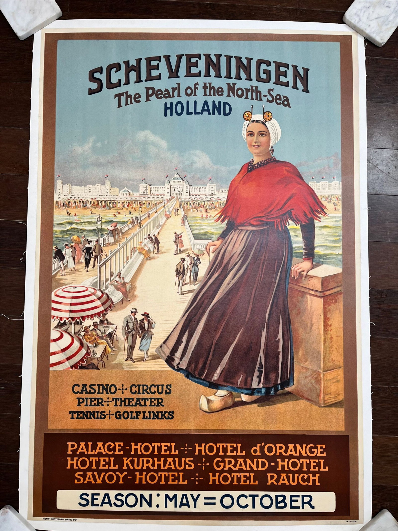 Scheveningen - Pearl Of The North Sea (1950's) 26x39.25 Dutch Travel Poster LB (1 of 6)