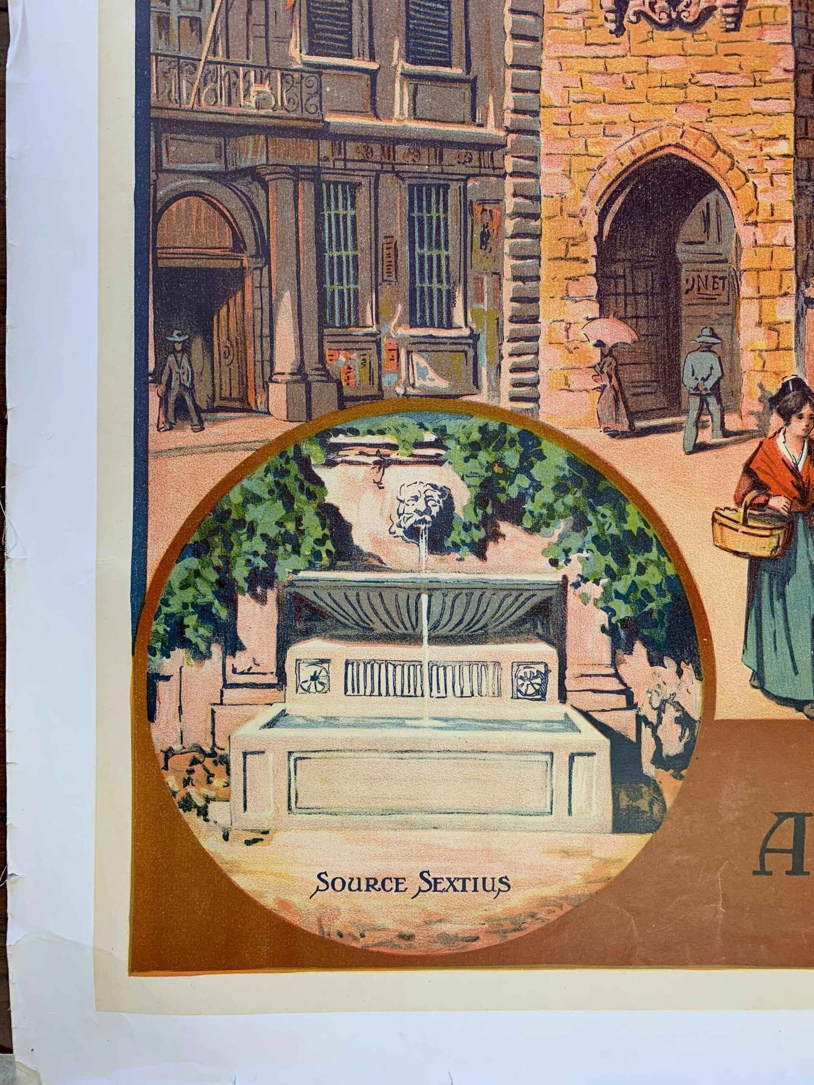 Aix En Provence - Art By Jean Julien (1921) 30.25x42 French Travel Poster LB - 2