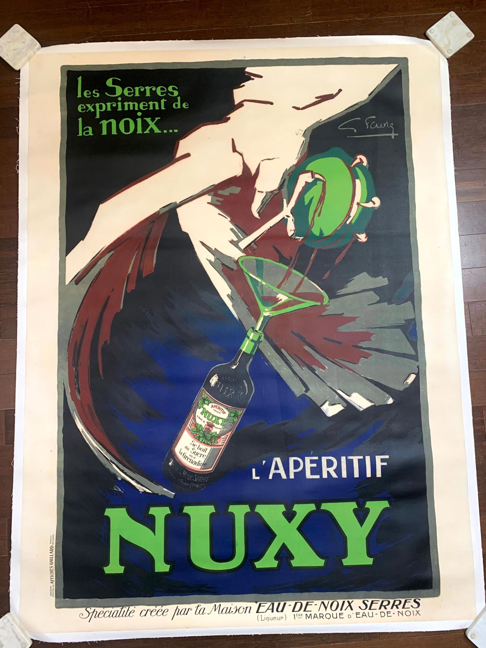 Nuxy Apertif - Art by Favre, G. (1930) 47"x63" French Advertising Poster LB - 2