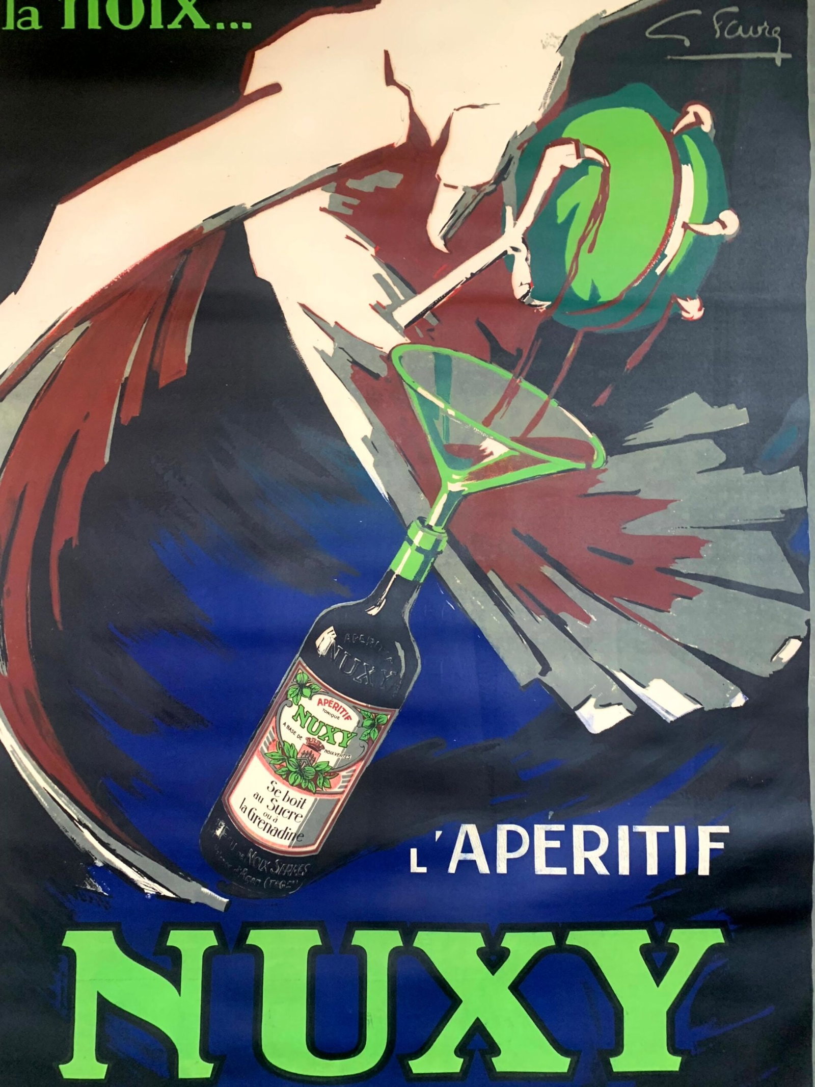 Nuxy Apertif - Art by Favre, G. (1930) 47"x63" French Advertising Poster LB - 5