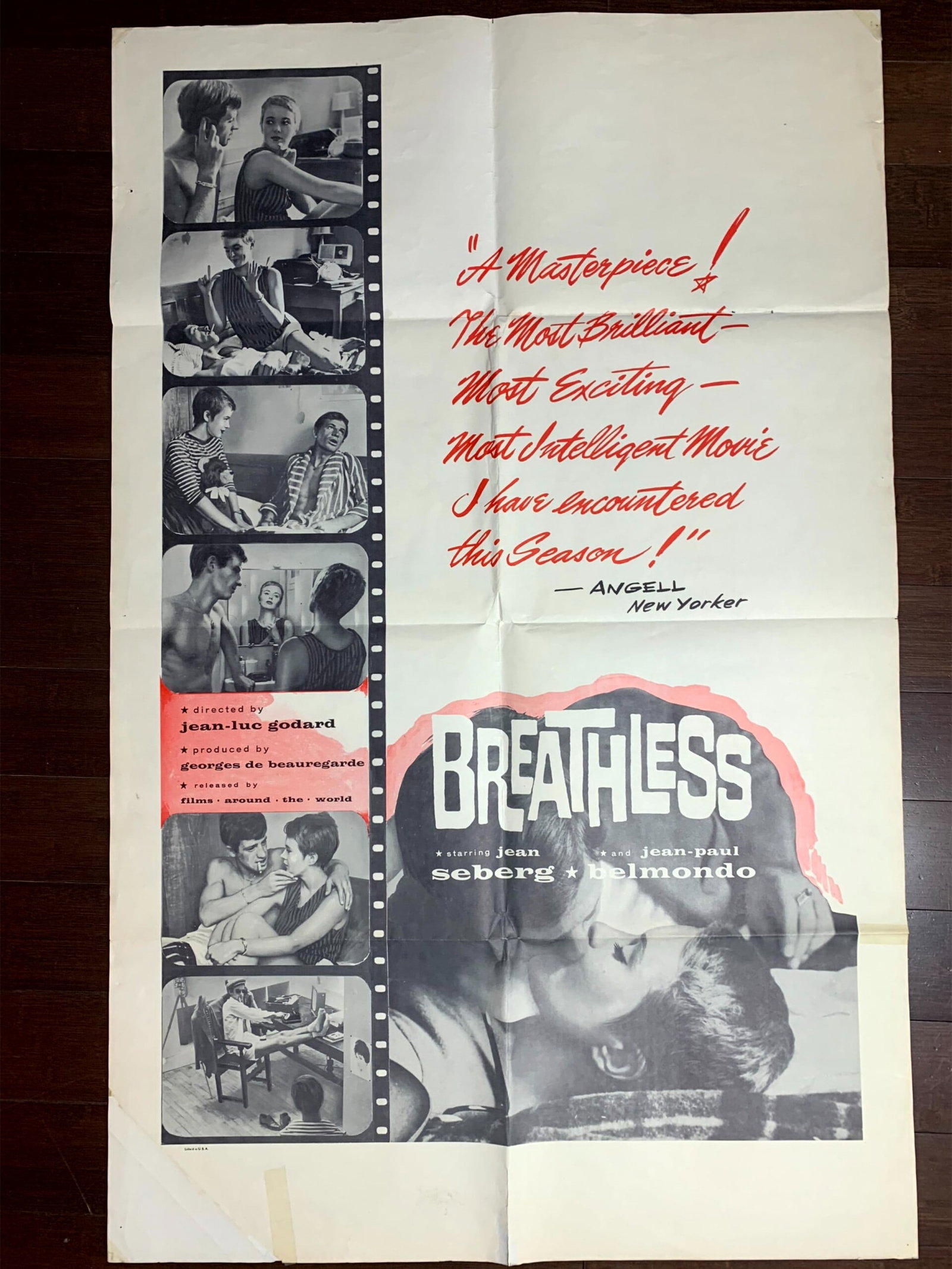 Breathless - Dir. Jean Luc Goddard (1960) US One Sheet Movie Poster - 2