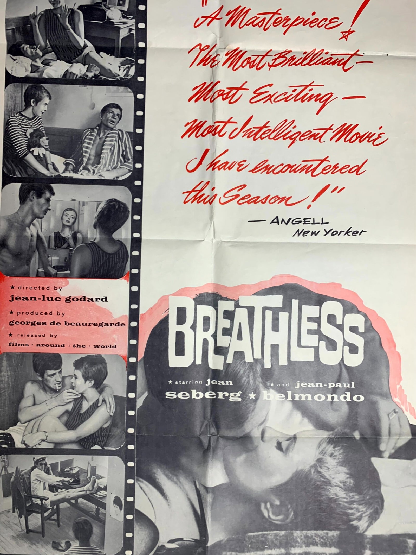 Breathless - Dir. Jean Luc Goddard (1960) US One Sheet Movie Poster - 3