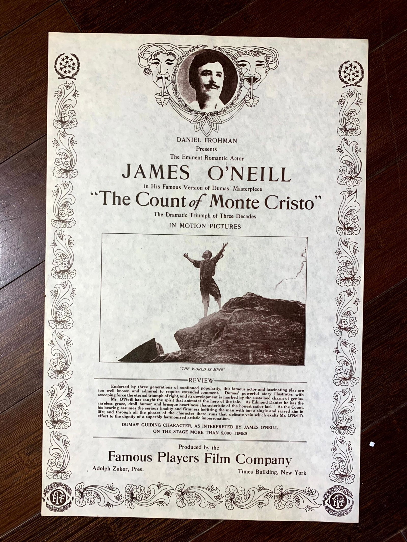 Count of Monte Christo - James O'Neil (1913-15) 11.5"x17.5" US Mini Movie Poster: Count of Monte Christo - James O'Neil (1913-15) 11.5"x17.5" US Mini Movie Poster Reserve: $383 Shipping: Domestic: Flat-rate of $42 to anywhere within the contiguous U.S. International: Foreign shippi