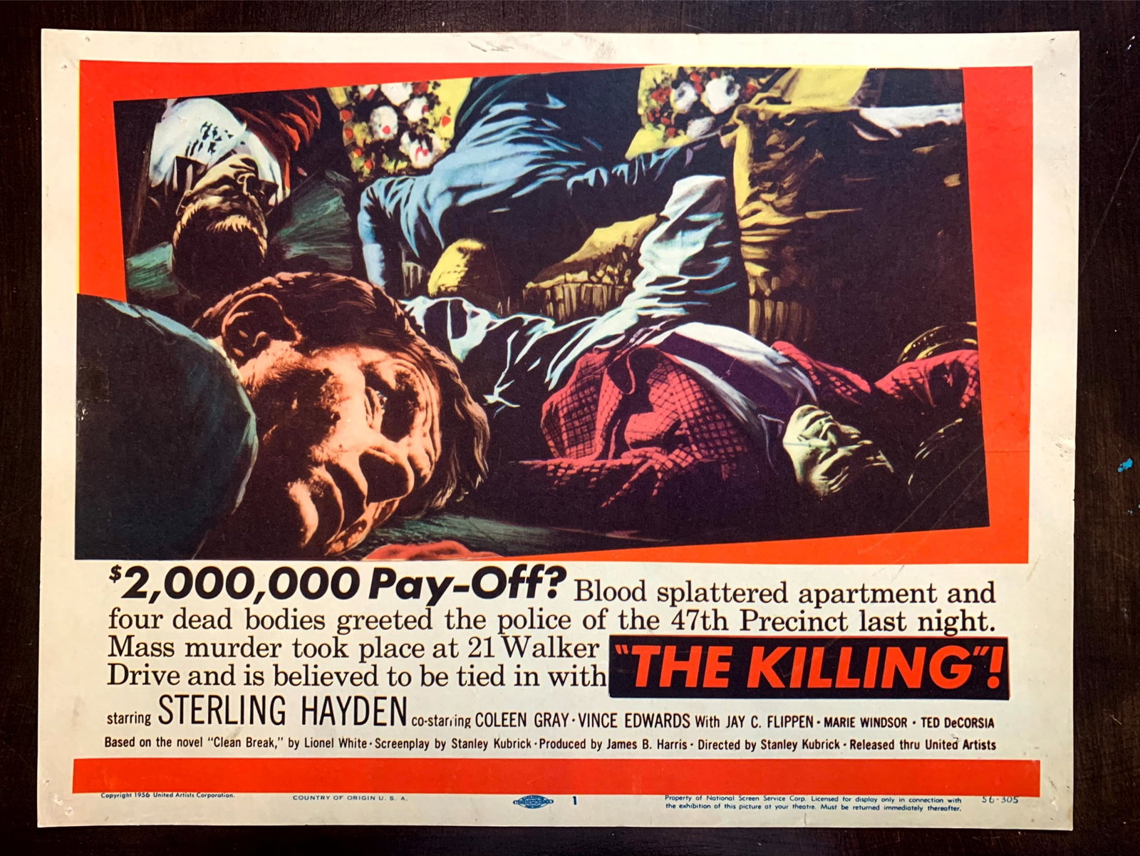 The Killing (1956) Title Card And Lobby Card (x2): The Killing (1956) Title Card And Lobby Card (x2) Reserve: $361 Shipping: Domestic: Flat-rate of $14 to anywhere within the contiguous U.S. International: Foreign shipping rates are determined by dest