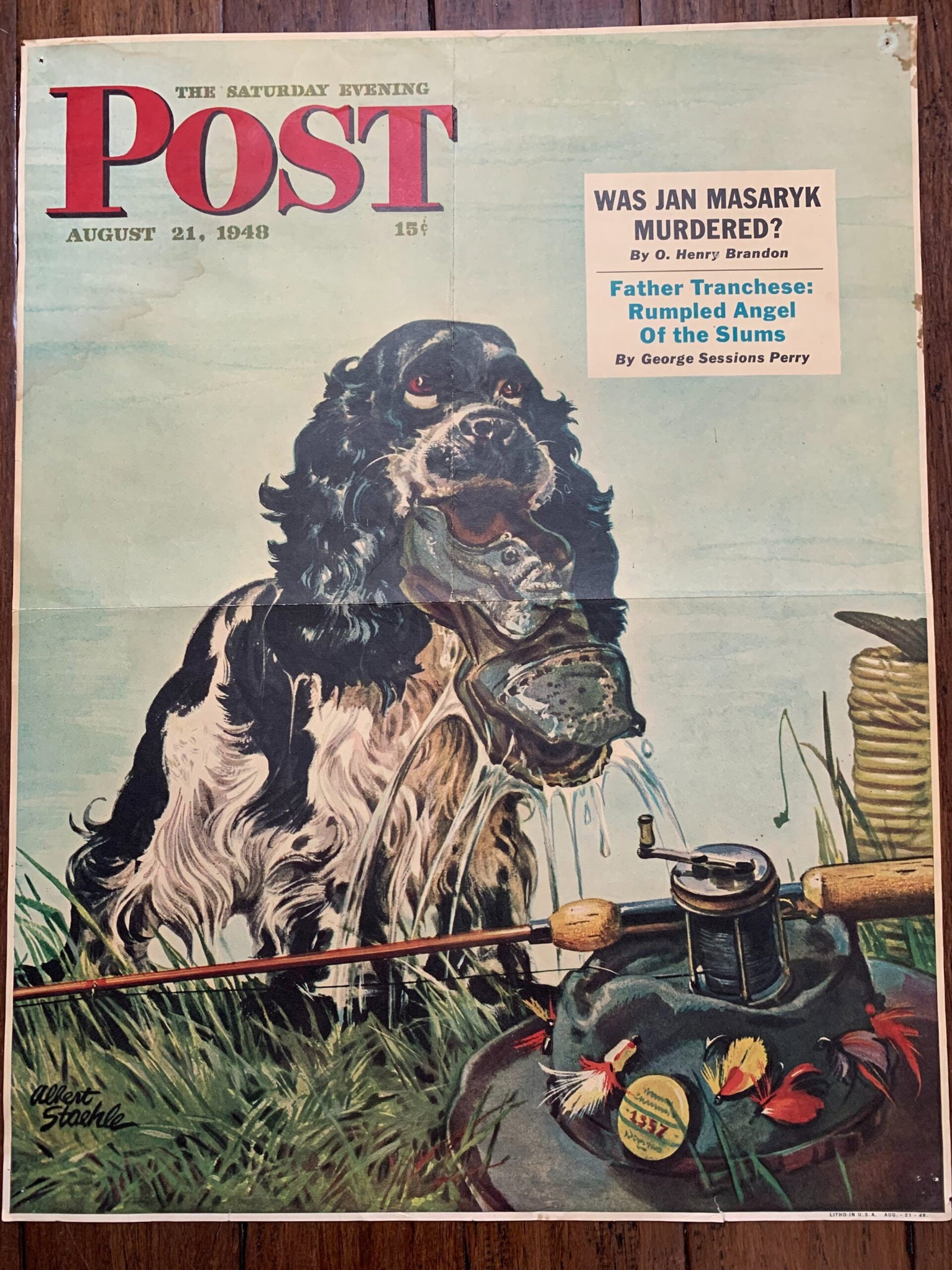 22x28 1948 Newstand Poster Saturday Evening Post - Art By Albert Staehle butch Fishes For A Shoe (1 of 4)
