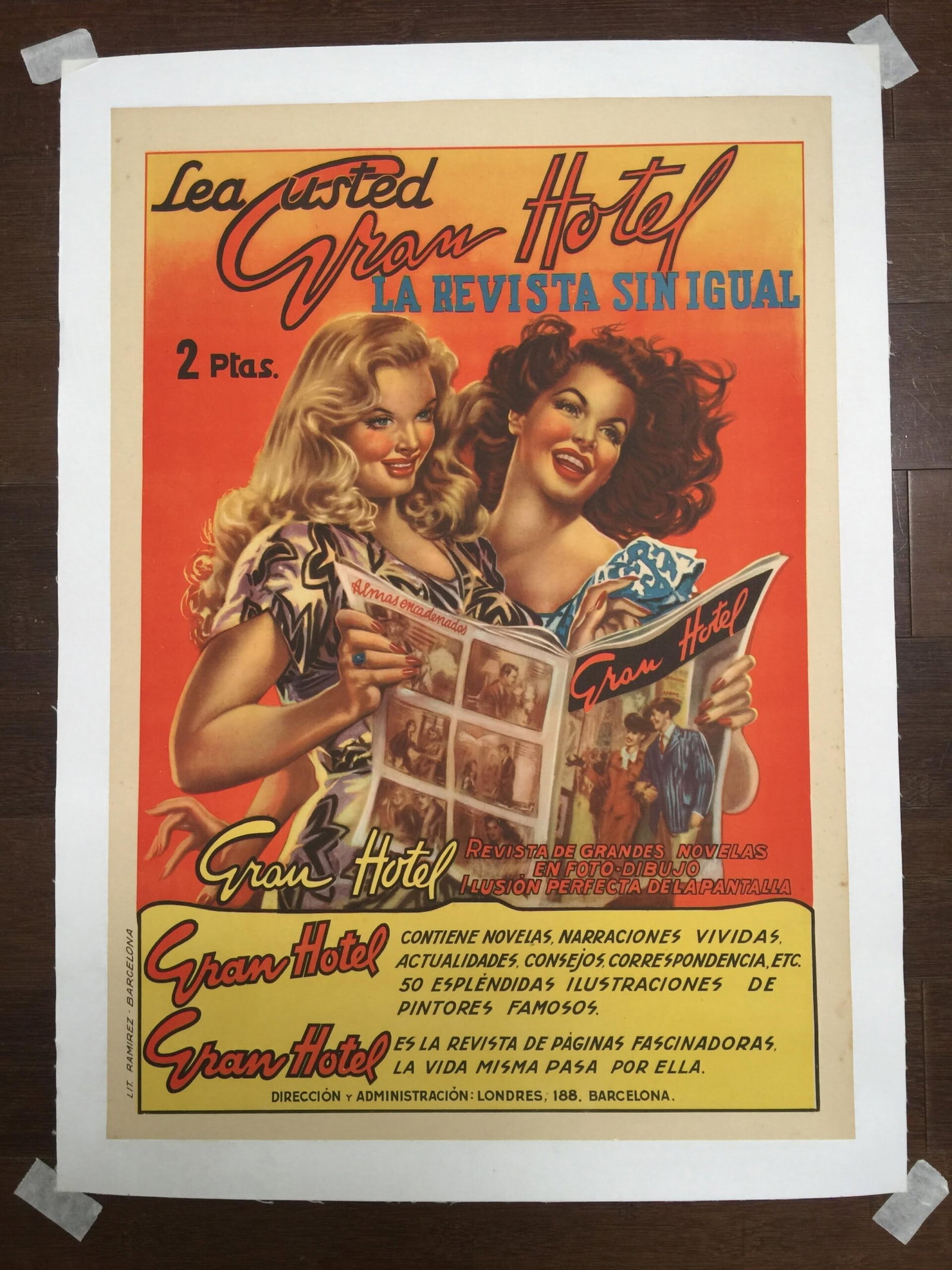 La Revisita Gran Hotel (1940) 16.5x23.5 Spanish Movie Poster LB: La Revisita Gran Hotel (1940) 16.5x23.5 Spanish Movie Poster LB Reserve: $336 Shipping: Domestic: Flat-rate of $28 to anywhere within the contiguous U.S. International: Foreign shipping rates are