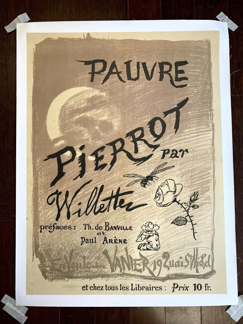 Pauvre Pierrot - Art By Willette (1885) 21.5x28.75 French Advertising Poster LB: Pauvre Pierrot - Art By Willette (1885) 21.5x28.75 French Advertising Poster LB Reserve: $336 Shipping: Domestic: Flat-rate of $42 to anywhere within the contiguous U.S. International: Foreign shippin