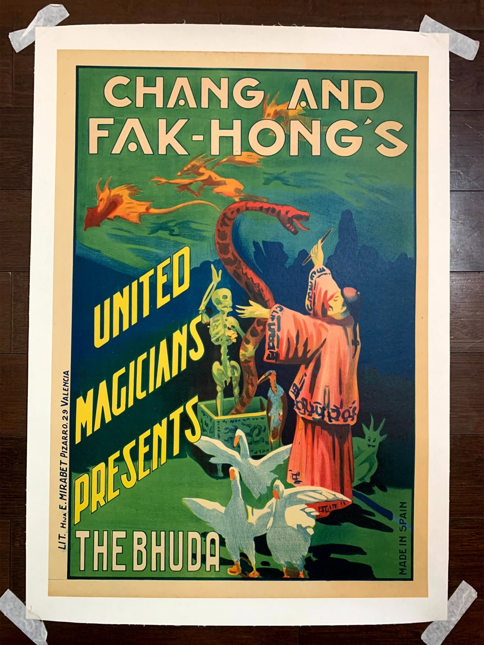 Chang and Fak-Hong - The Bhudda (1923) 17x25 Spanish Magic Poster LB: Chang and Fak-Hong - The Bhudda (1923) 17x25 Spanish Magic Poster LB Reserve: $336 Shipping: Domestic: Flat-rate of $42 to anywhere within the contiguous U.S. International: Foreign shipping rates