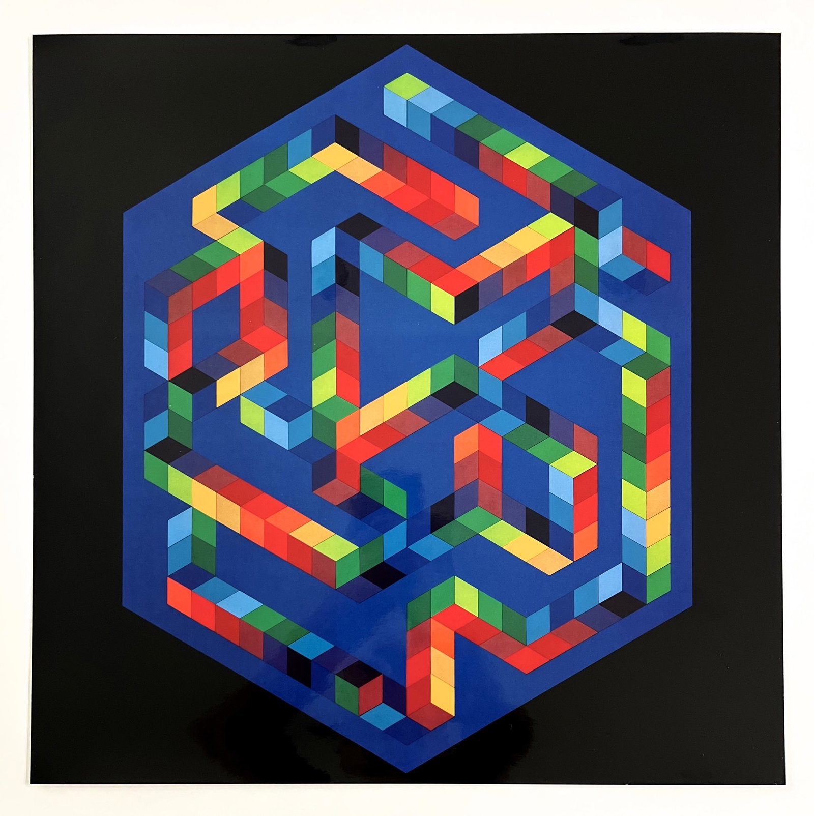 Victor Vasarely lithograph "Babel 3": Medium: offset lithograph (after Vasarely). Printed in 1972 in Neuchatel, Switzerland on thick, high-gloss paper and published by Editions du Griffon for the "Vasarely Progressions 1" portfolio.