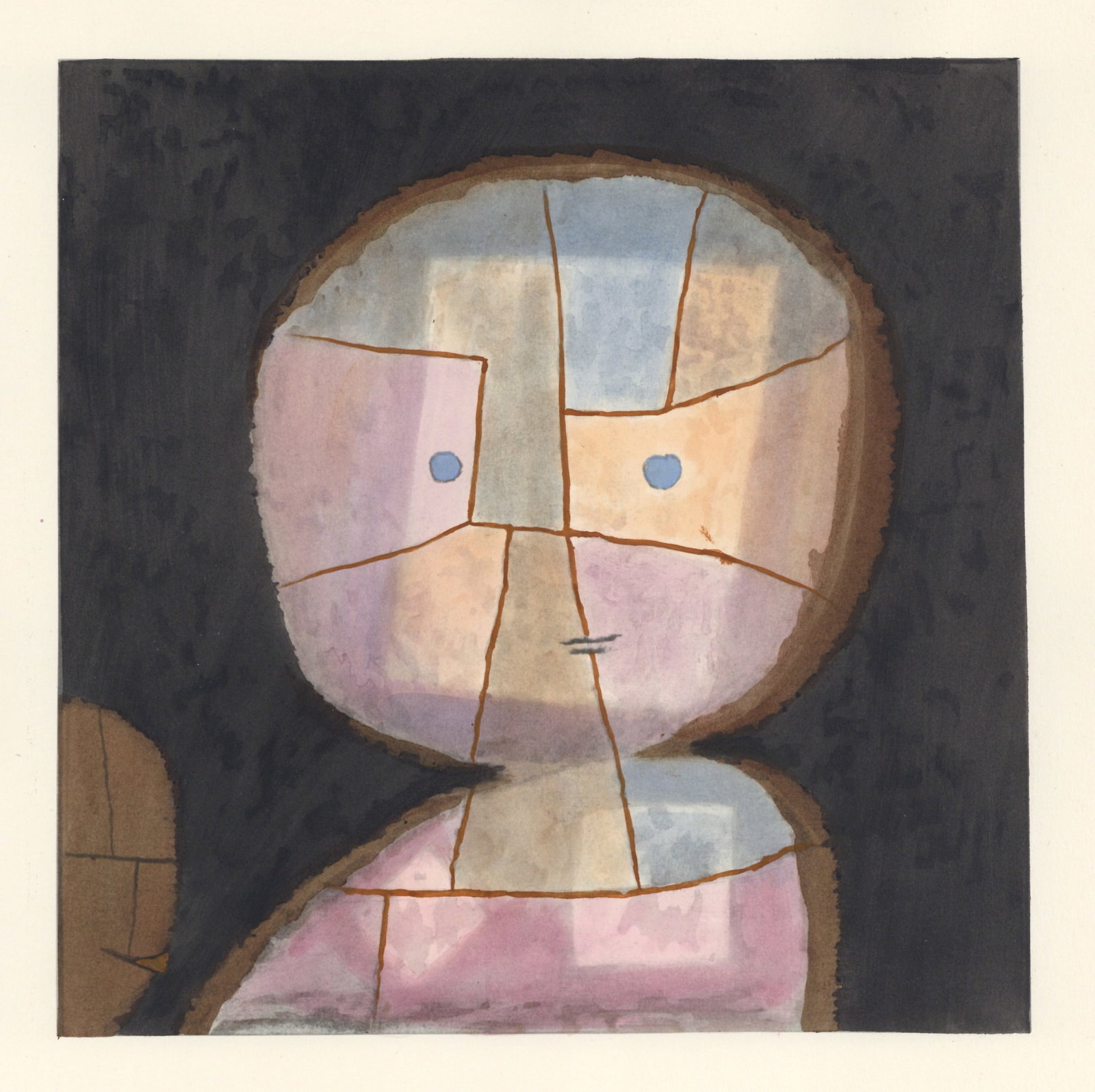 Paul Klee pochoir "Bust of a Child": Medium: offset lithograph with pochoir coloring. Printed in 1958 and published in Milan by Silvana Editoriale d'Arte in an edition of 200. Image size: 8 3/4 x 8 3/4 inches (225 x 223 mm). Sheet size: