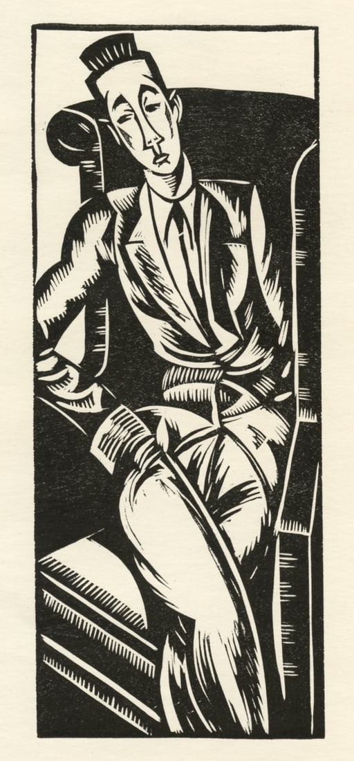 Edward Wadsworth original woodcut "Portrait of a Boy (Rupert Doone)": Medium: original woodcut. Catalogue reference: Colnaghi 142. Published in London in 1921 by Herbert Furst at the Little Art Rooms for inclusion in the "Modern Woodcutters 4" volume, now very rare,
