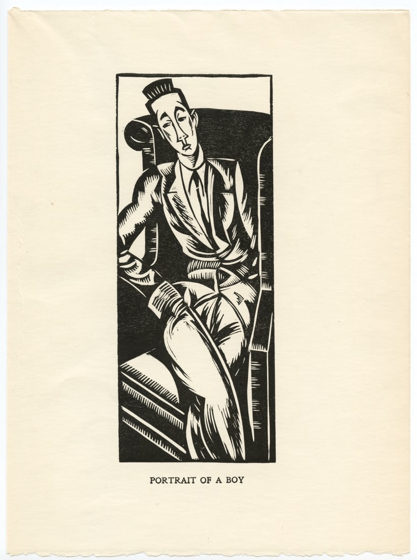 Edward Wadsworth original woodcut "Portrait of a Boy (Rupert Doone)" - 2
