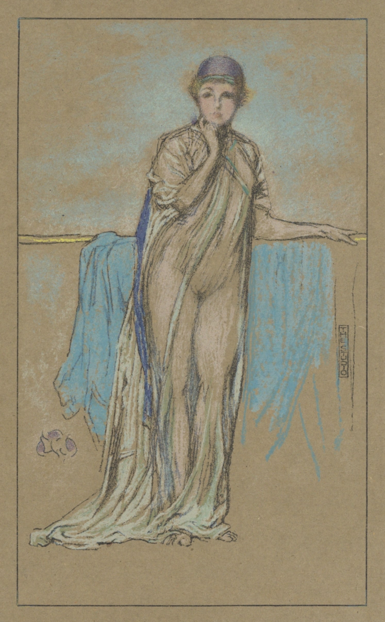 James Whistler lithograph "The Purple Cap" 1905: Medium: lithograph (after the pastel). The lithography was executed by Whistler's friend and fellow artist Thomas Way, and published in London by The Studio in 1905 for a rare deluxe portfolio.