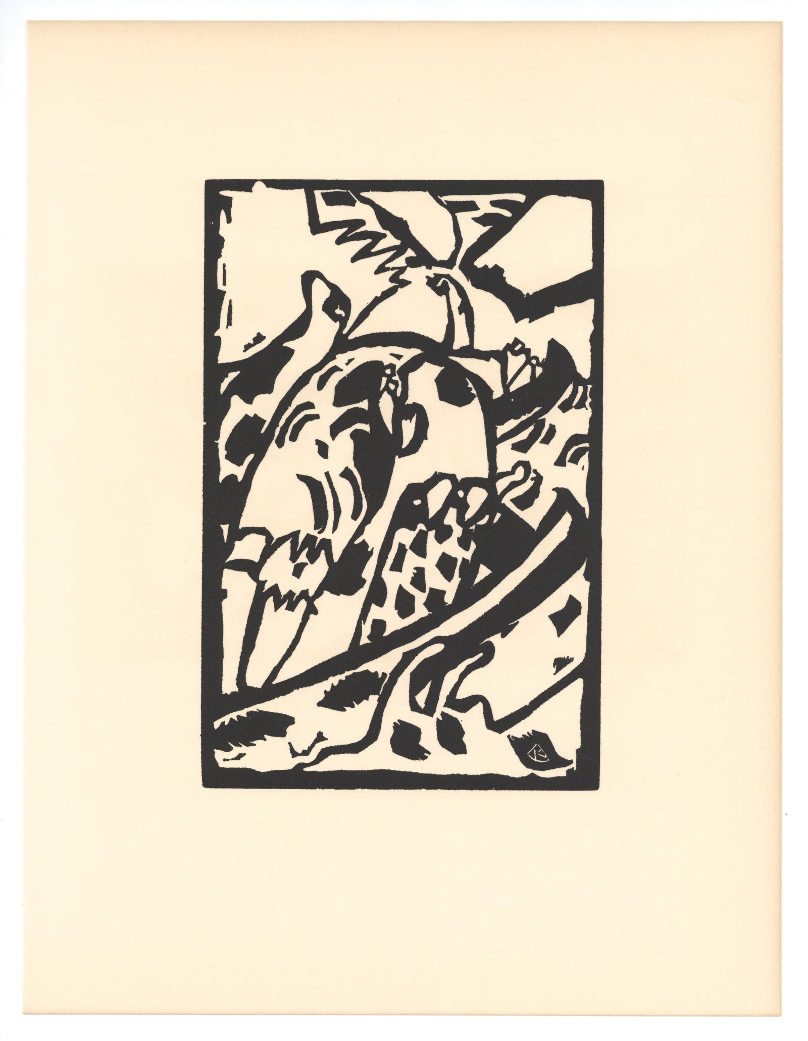Wassily Kandinsky original woodcut "Improvisation 7": Medium: original woodcut. (Catalogue reference Roethel 124). Printed in 1975 on Arches paper for the "Homage to Kandinsky" special edition of the art revue XXe Siecle. Image size: 7 1/2 x 5 inches