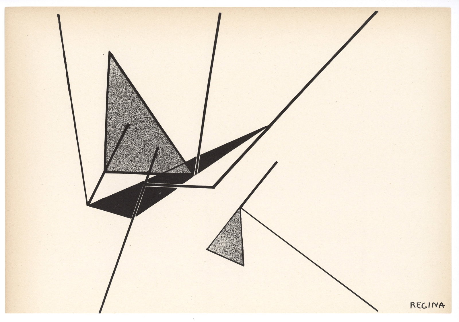 Regina Cassolo Bracchi original lithograph | Arte Concreta, Groupe Espace: Medium: original lithograph by artist Regina Cassolo Bracchi, better known simply as Regina. Printed in 1955 for the very rare Documenti d'Arte d'Oggi. Size: 8 1/2 x 12 1/2 inches (218 x 318 mm).