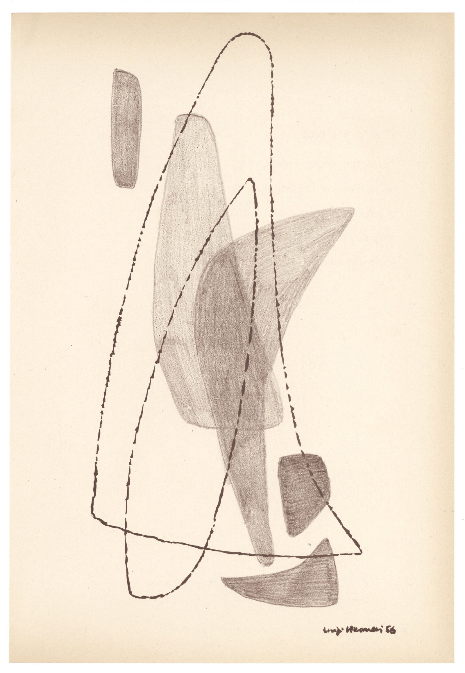 Luigi Veronesi original lithograph | Arte Concreta: Medium: original lithograph. Printed in 1956 for the second volume (1956-57) of the very rare Documenti d'Arte d'Oggi, published in Milan by Groupe Espace. Size: 12 1/2 x 8 1/2 inches (318 x 218 mm).
