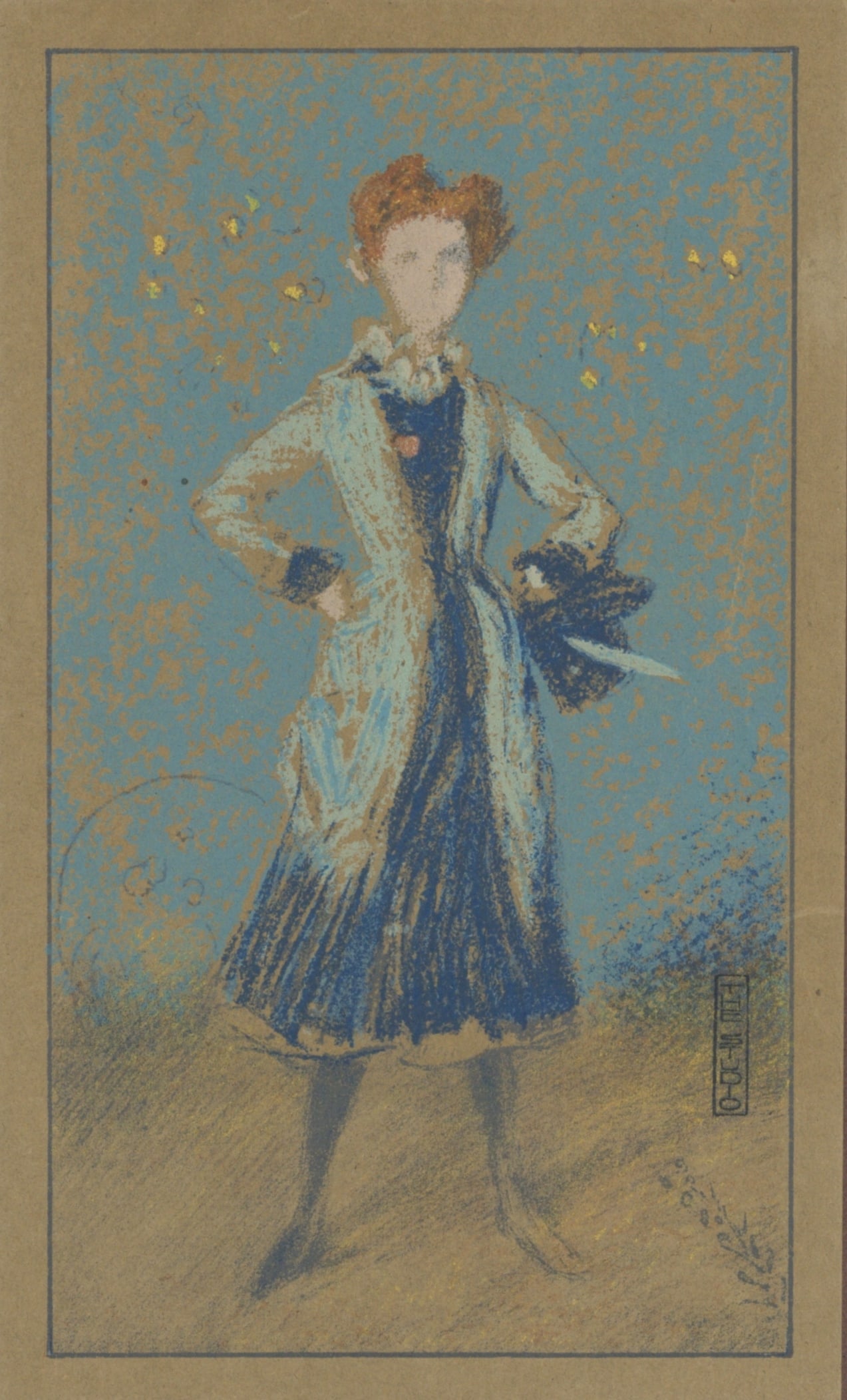 James Whistler lithograph "The Blue Girl" 1905: Medium: lithograph (after the pastel). The lithography was executed by Whistler's friend and fellow artist Thomas Way, and published in London by The Studio in 1905 for a rare deluxe portfolio.