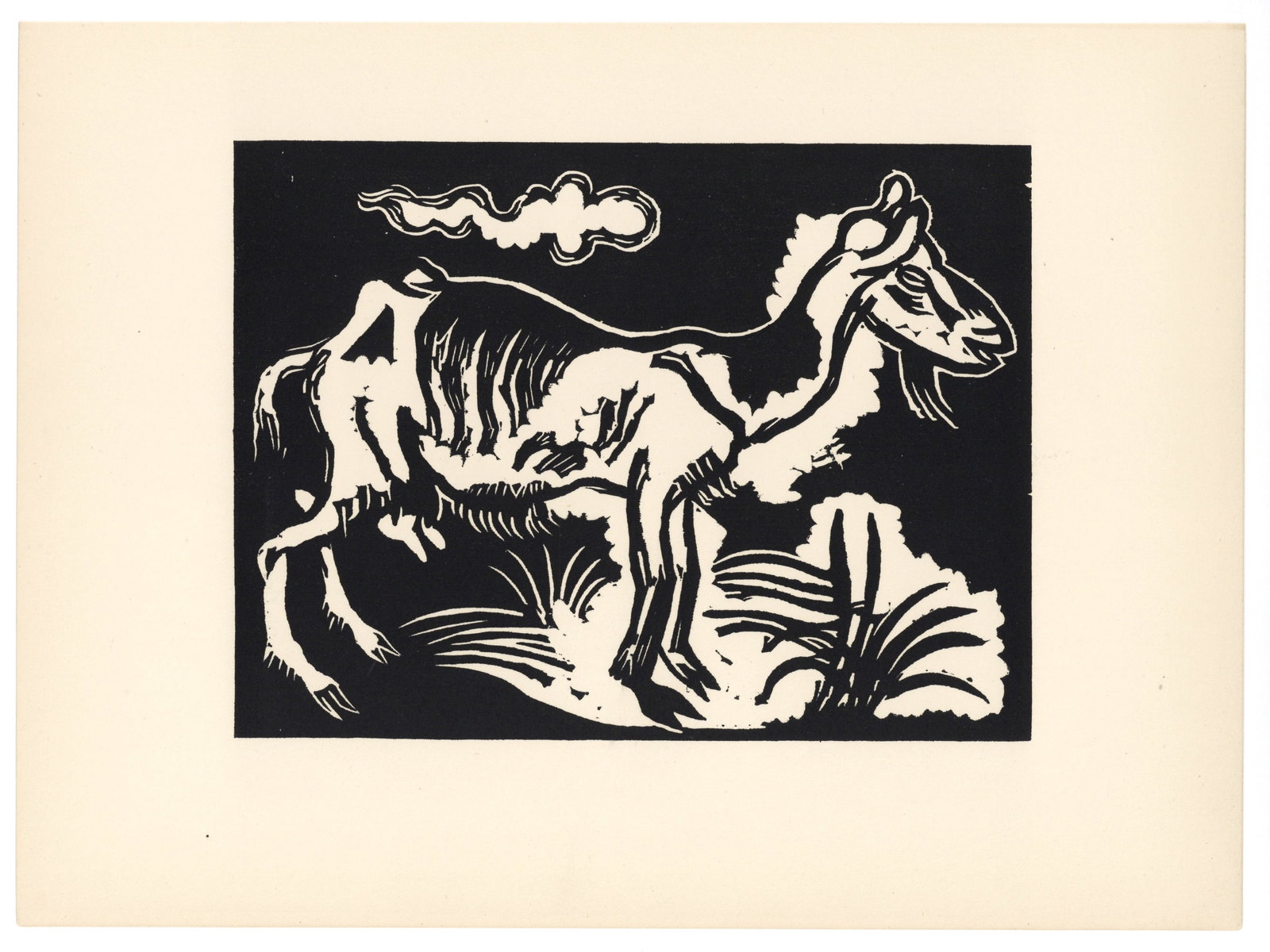 Richard Seewald original woodcut "The Goat" (Die Ziege): Medium: original woodcut. Printed in 1920 for the Deutsche Graphiker der Gegenwart portfolio, and published in Leipzig by Klinkhardt & Biermann in an edition of 500. Image size: 6 1/8 x 8 1/4 inches