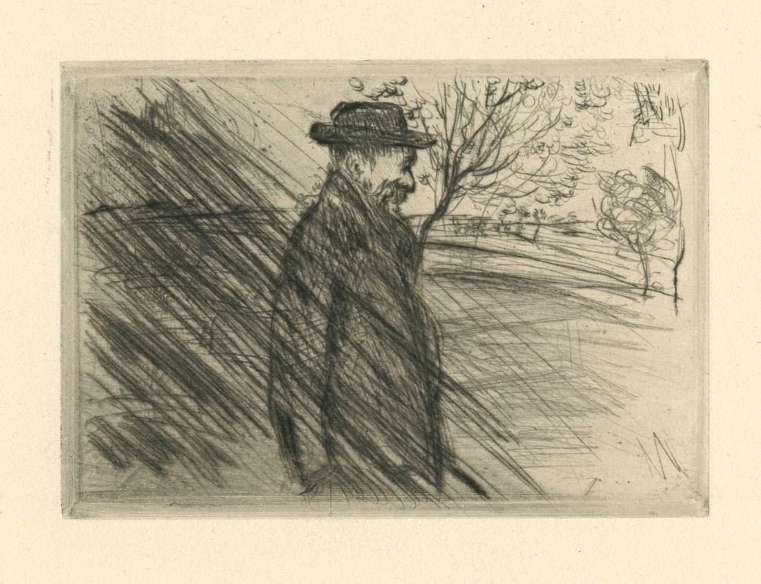 Jean-Francois Raffaelli original etching "Sous la pluie" (1 of 1)