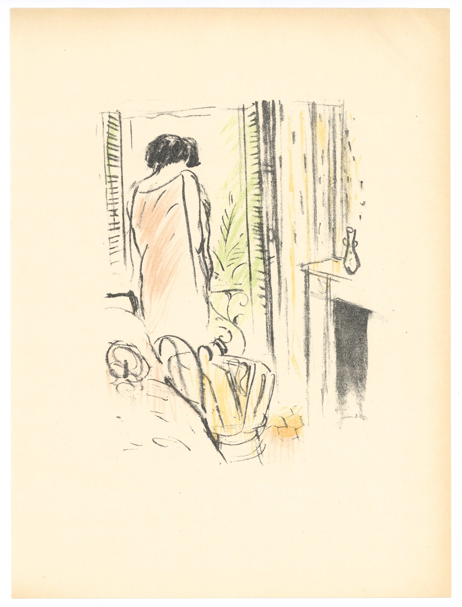 Marcel Vertes original lithograph "Collette la Vagabonde": Medium: original lithograph. Executed by Vertes in 1927 for "Collette la Vagabonde", this impression is printed on wove paper. The full sheet measures 12 x 9 inches (305 x 228 mm). Not signed.