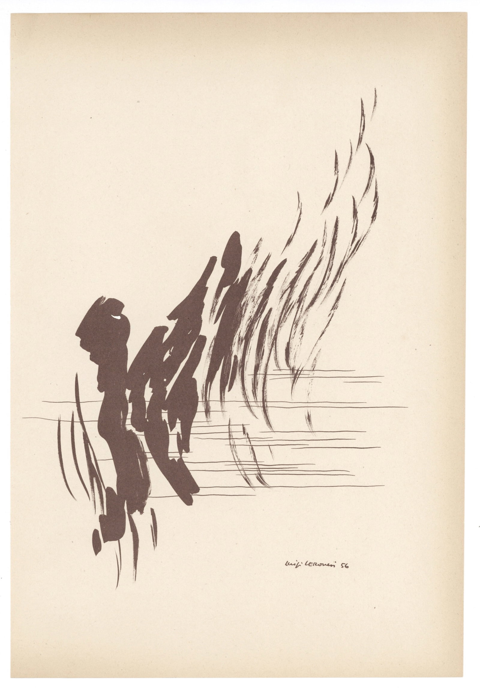 Luigi Veronesi original lithograph | Arte Concreta: Medium: original lithograph. Printed in 1956 for the second volume (1956-57) of the very rare Documenti d'Arte d'Oggi, published in Milan by Groupe Espace. Size: 12 1/2 x 8 1/2 inches (318 x 217 mm).