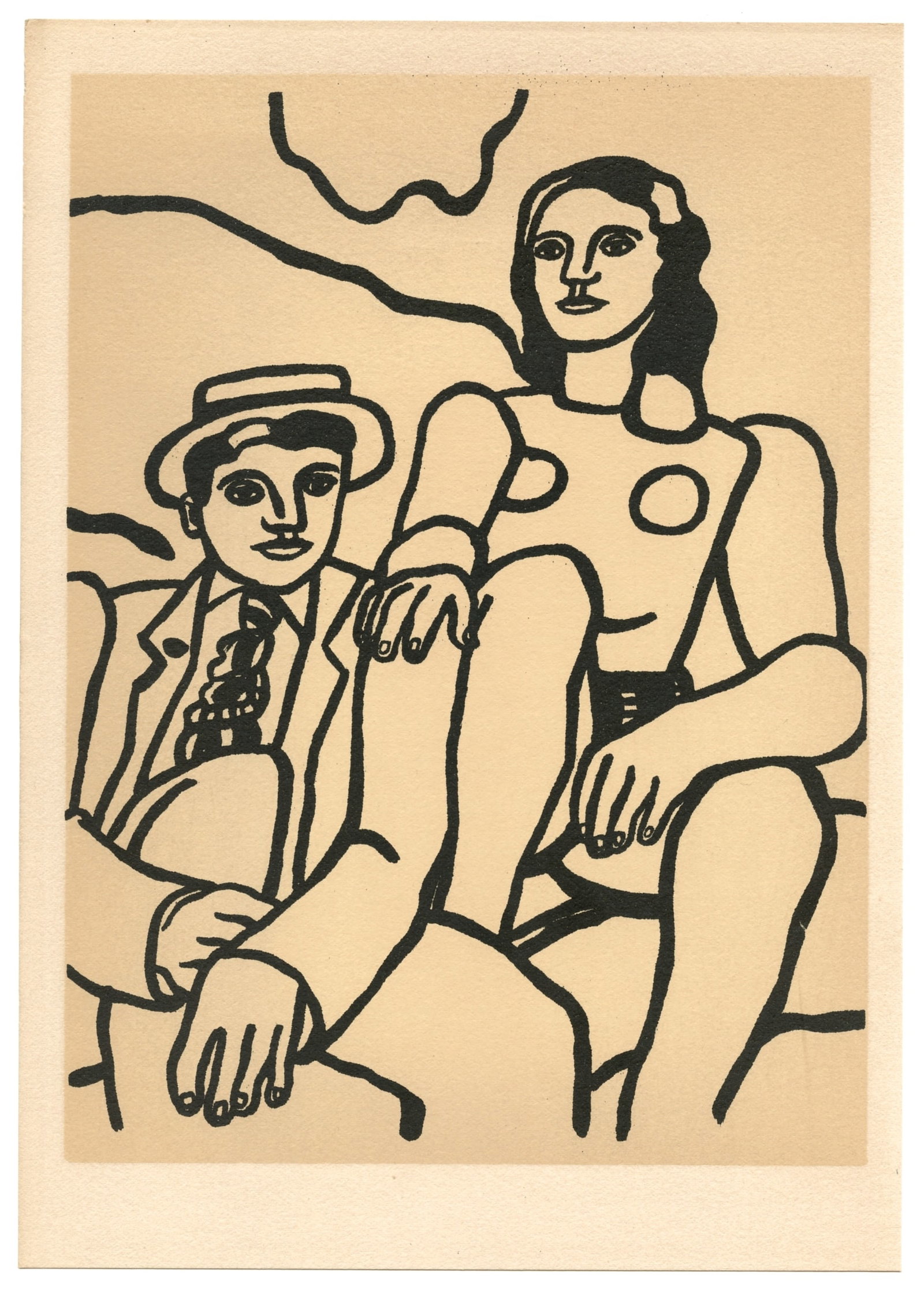 Fernand Leger lithograph "La partie de la campagne": Medium: lithograph (after the drawing). Printed in 1952 by Mourlot Freres on Arches paper and published in Paris by Louis Carre in an edition of 1000 for the rare "La Figure dans L'Oeuvre de Leger"
