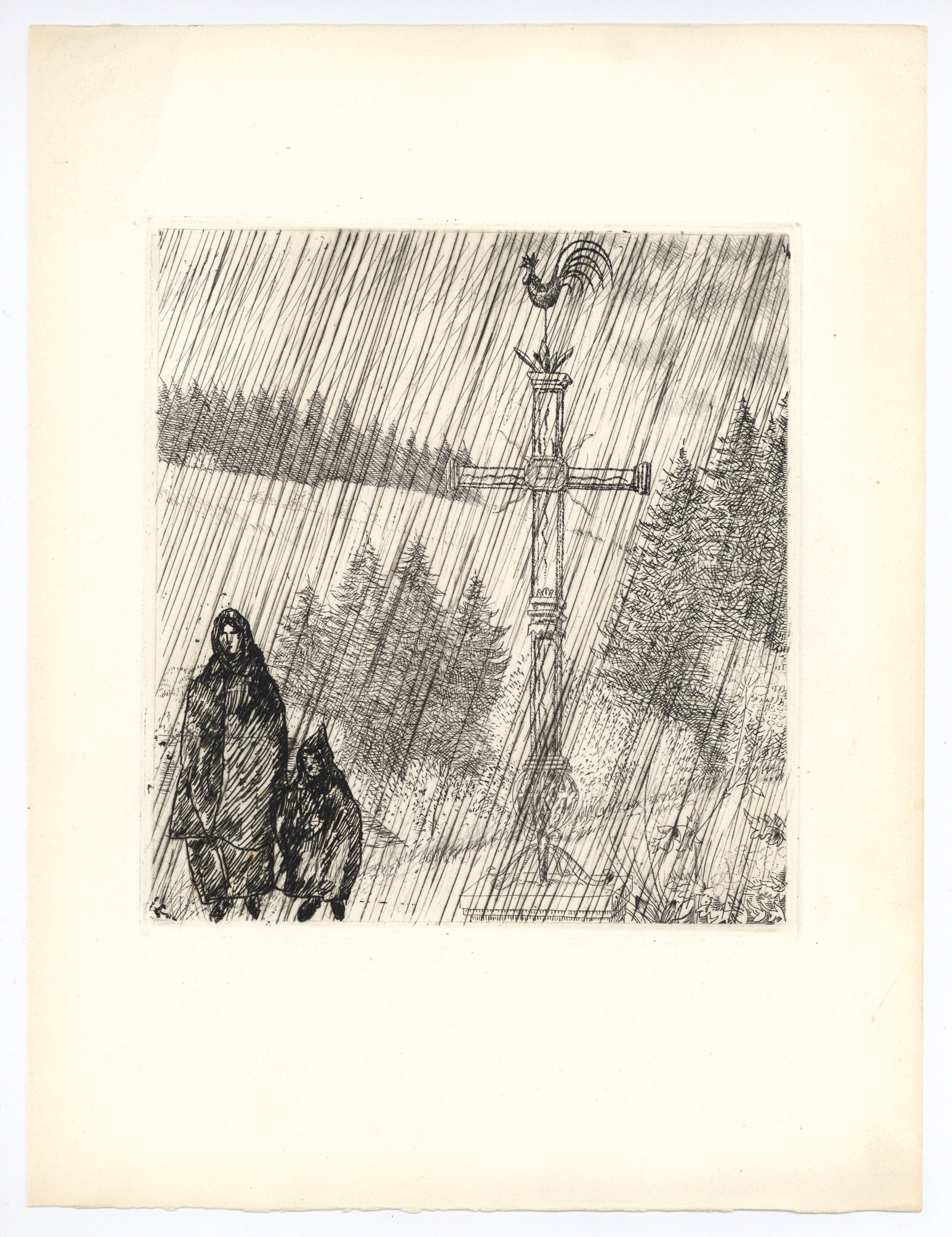 Jean-Emile Laboureur original etching: Medium: original etching. Printed in 1946 at the atelier Quesneville on BFK Rives paper and published in a limited edition of 300 for the "Alternance" portfolio (a collective art and literary