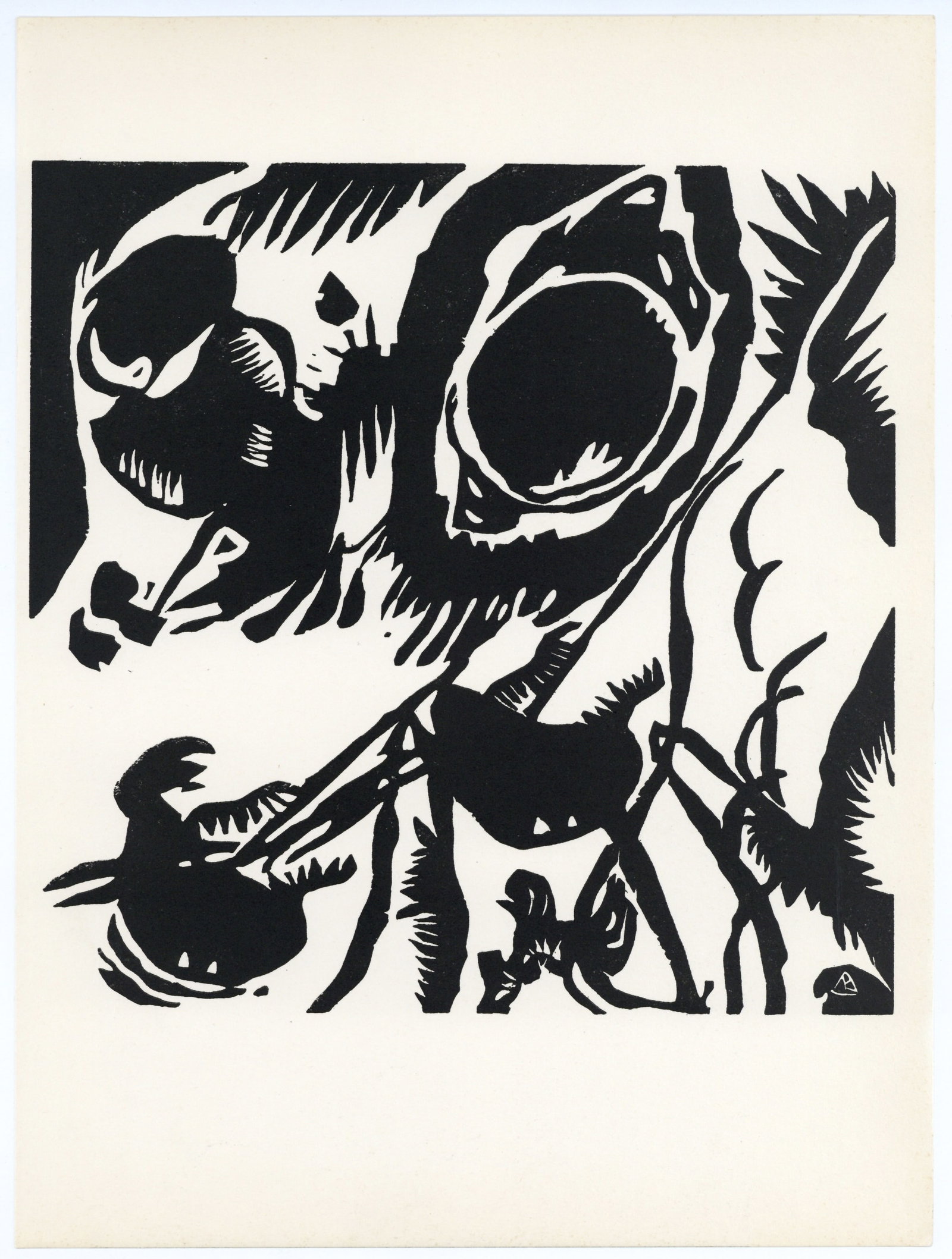 Wassily Kandinsky "Motif aus Improvisation 25: The Garden of Love": Medium: woodcut (after Kandinsky). Printed in 1959 for the art revue of XXe Siecle (issue number 13) and published in Paris by San Lazzaro. Image size: 8 1/2 x 8 3/4 inches (217 x 220 mm). Sheet