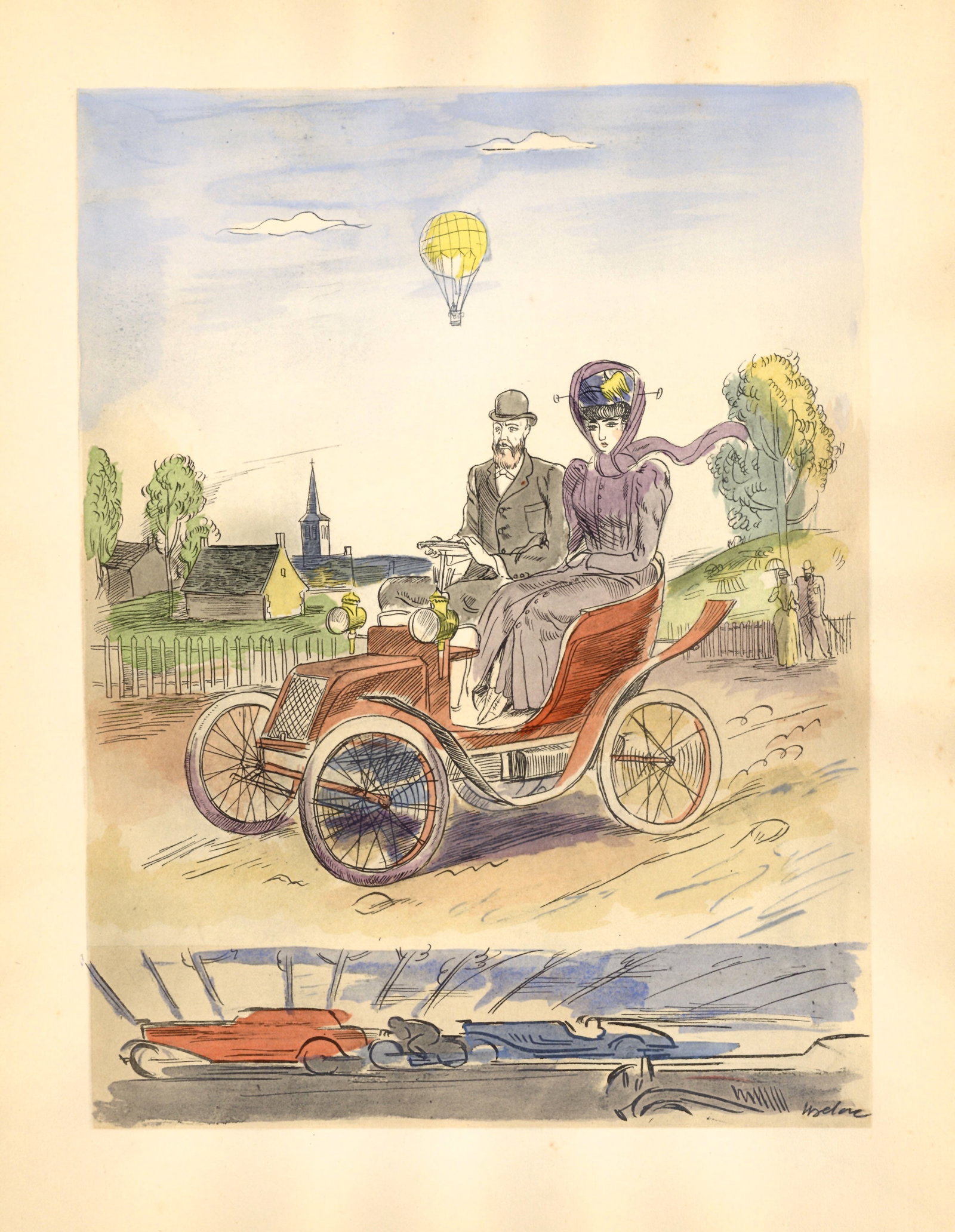 Milivoj Uzelac pochoir "L'Automobile" Les Joies du Sport: Medium: pochoir. Printed in Paris in 1932 on Velin du Marais paper at the atelier of Daniel Jacomet for the Les Joies du Sport portfolio and issued in an edition of 750. This was published in