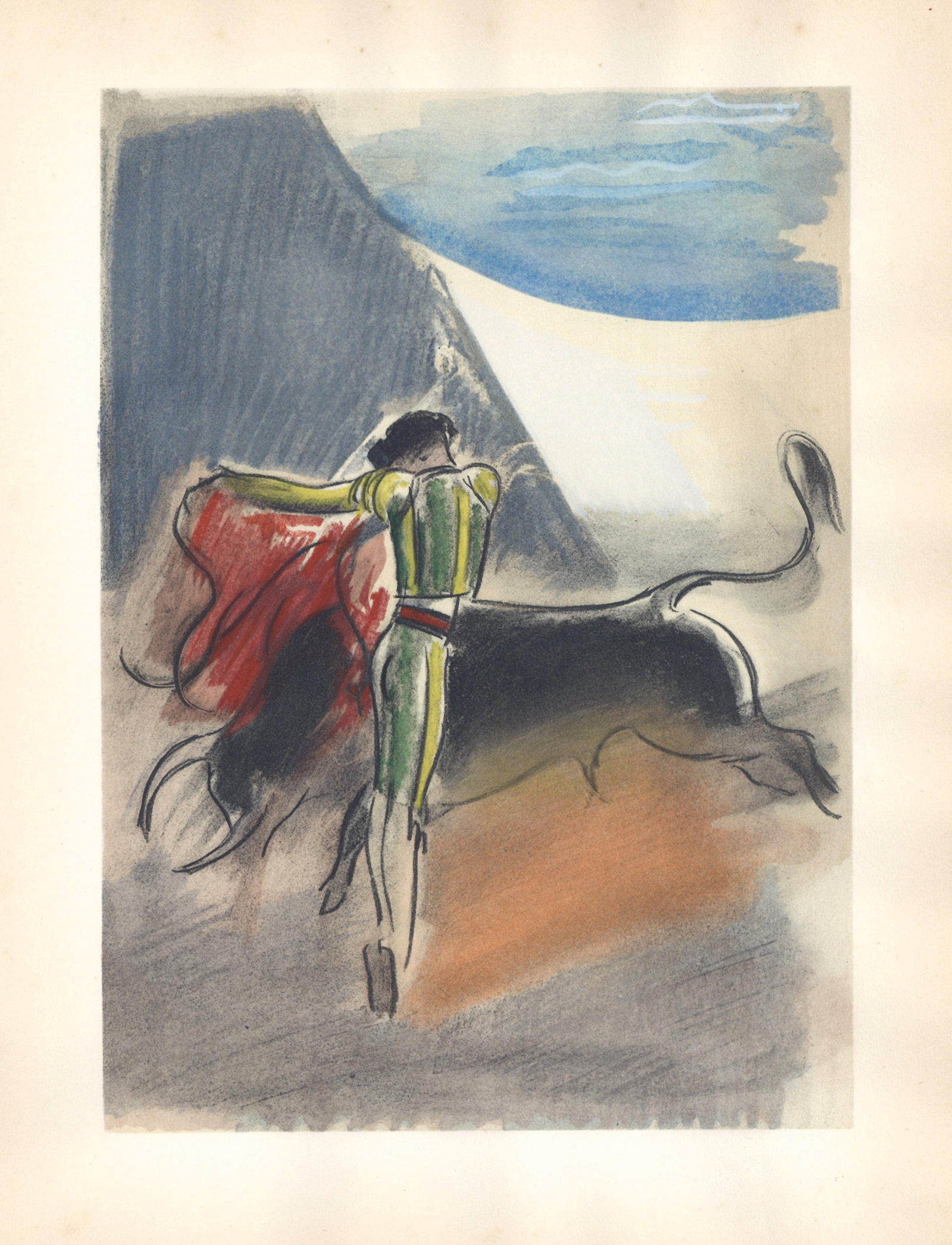 Milivoj Uzelac pochoir "La Tauromachie" Les Joies du Sport: Medium: pochoir. Printed in Paris in 1932 on Velin du Marais paper at the atelier of Daniel Jacomet for the Les Joies du Sport portfolio and issued in an edition of 750. This was published in